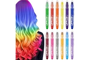 Kalolary 12pcs Temporary Hair Chalk- Hair Color Pens for Girls Makeup Kit - Washable Color Dye Markers For Girls Gift Age 5 6 7 8 9 10 11 12 13 14 Years Old