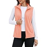 MAGCOMSEN Women's Fleece Vest Outerwear Sleeveless Lightweight Zip Jackets Warm Soft Vests with Zipper Pockets