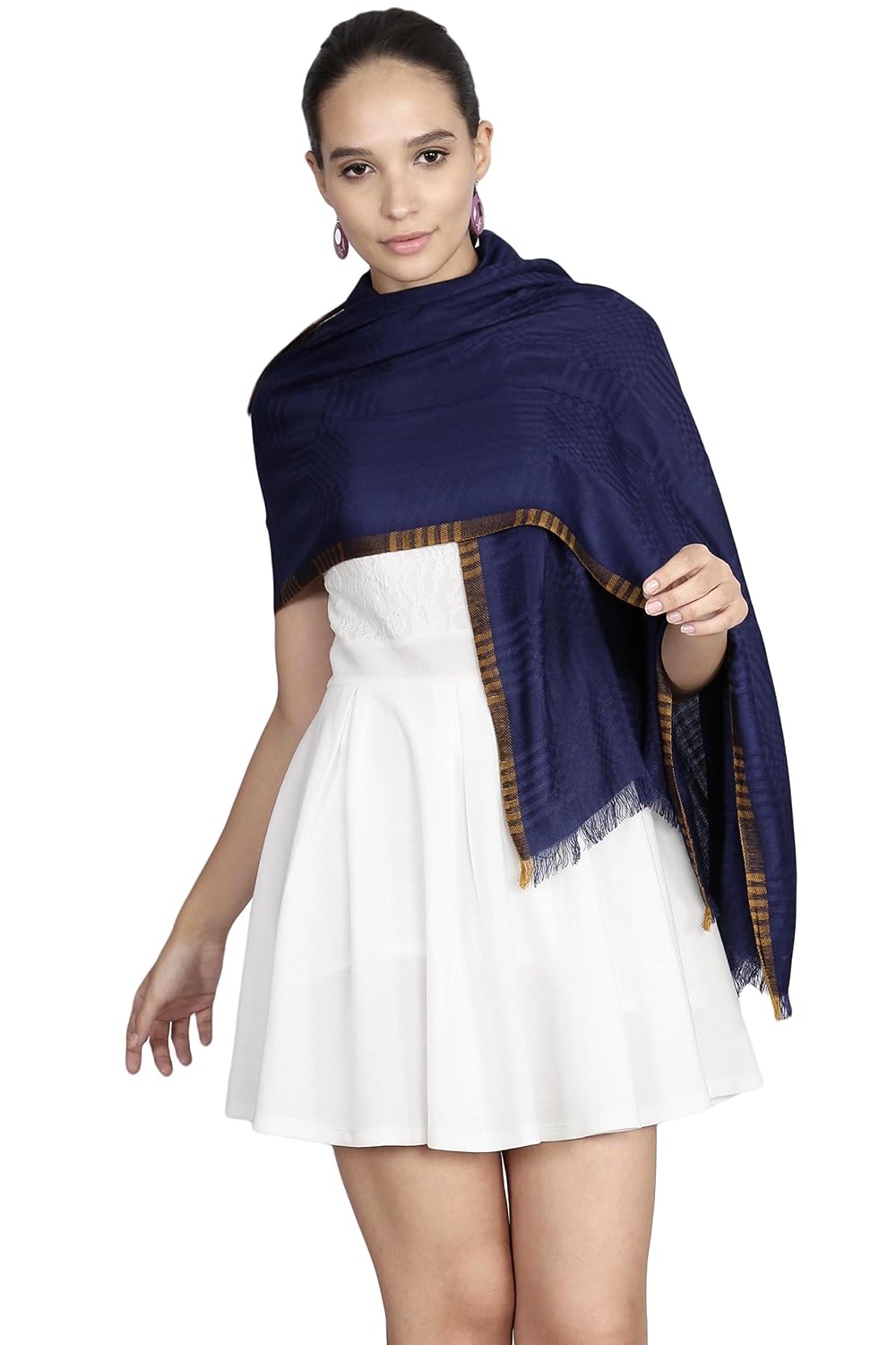 fabseasons cotton viscose self checkered design super soft & stylish scarf / scarves, shawl and stoles for women, size - 63*180 cms