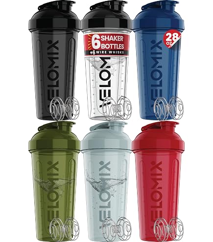 thumbnail image 2 of 6-Pack 28oz Protein Shaker Cups - Leak Proof Bottles With Wire Whisk Ball 2 of 6