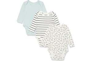 Amazon Essentials Unisex Babies' Cotton Stretch Jersey Long Sleeve Bodysuit (Previously Amazon Aware), Pack of 3