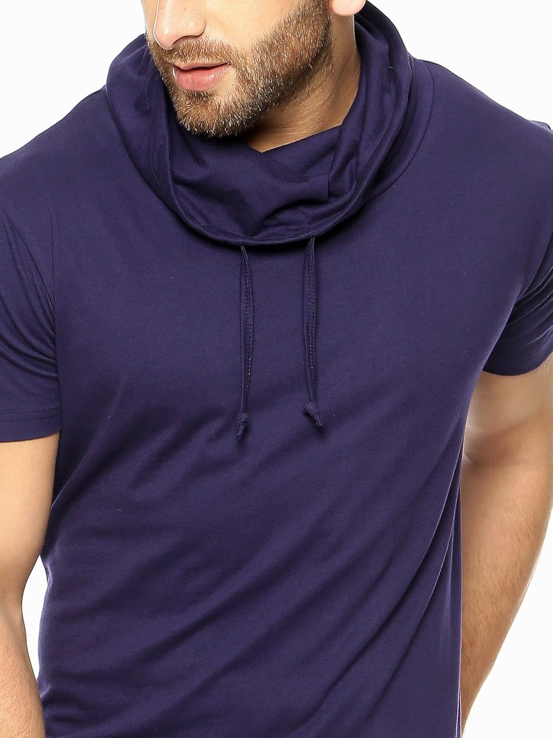 gritstones navy half sleeve cowl neck t-shirt