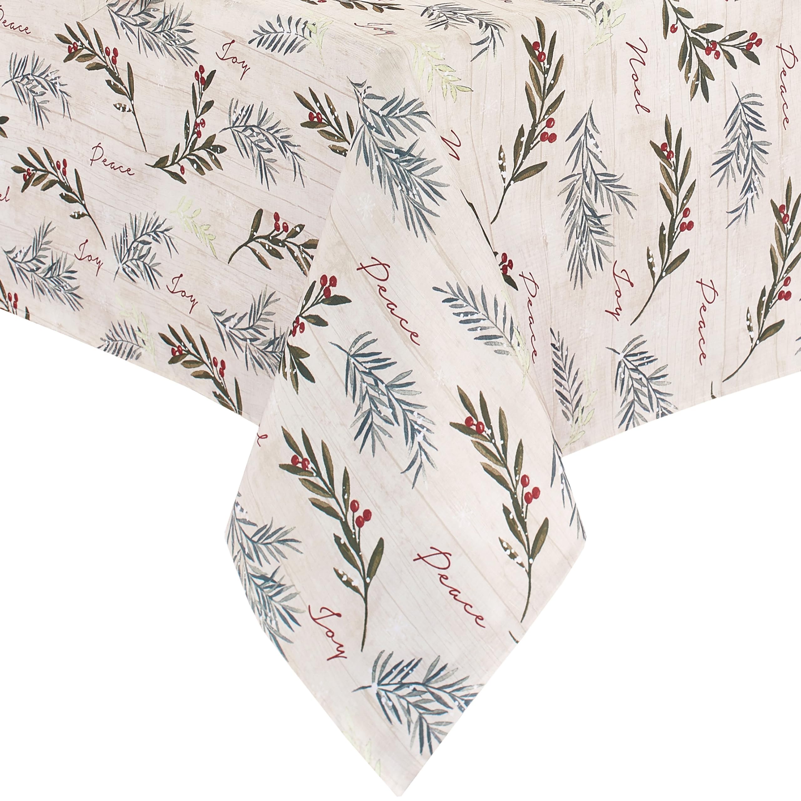 Elrene Home Fashions Holiday Tree Trimmings Wrinkle Resistant Fabric Tablecloth, Christmas, 60"X120", Oblong