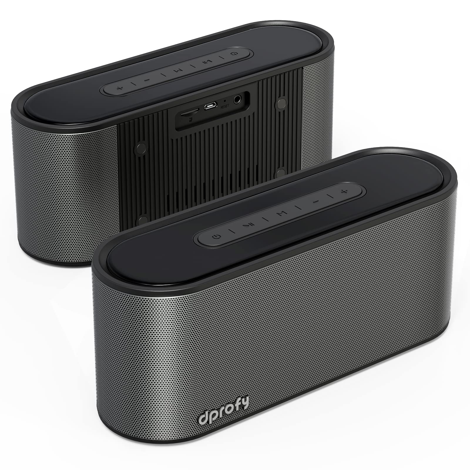 2Pcs Bluetooth Speaker, 20W Portable Stereo Speaker 24 Hours Playtime with Bass,Support SD Card,66ft Bluetooth Range,Built in Microphone,Bluetooth 5.3 Wireless Speaker(2Pcs Grey 20W Bluetooth Speaker)