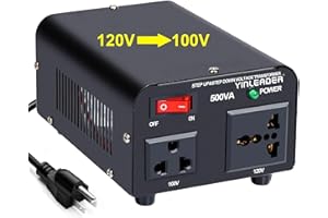 Yinleader 500W US to Japan Voltage Converter 120V to 100V Step Down Transformer for Japanese Appliances (Turntable/Player/Amplifier/yogurtia/Consoles/Synthesizers, etc.) in US