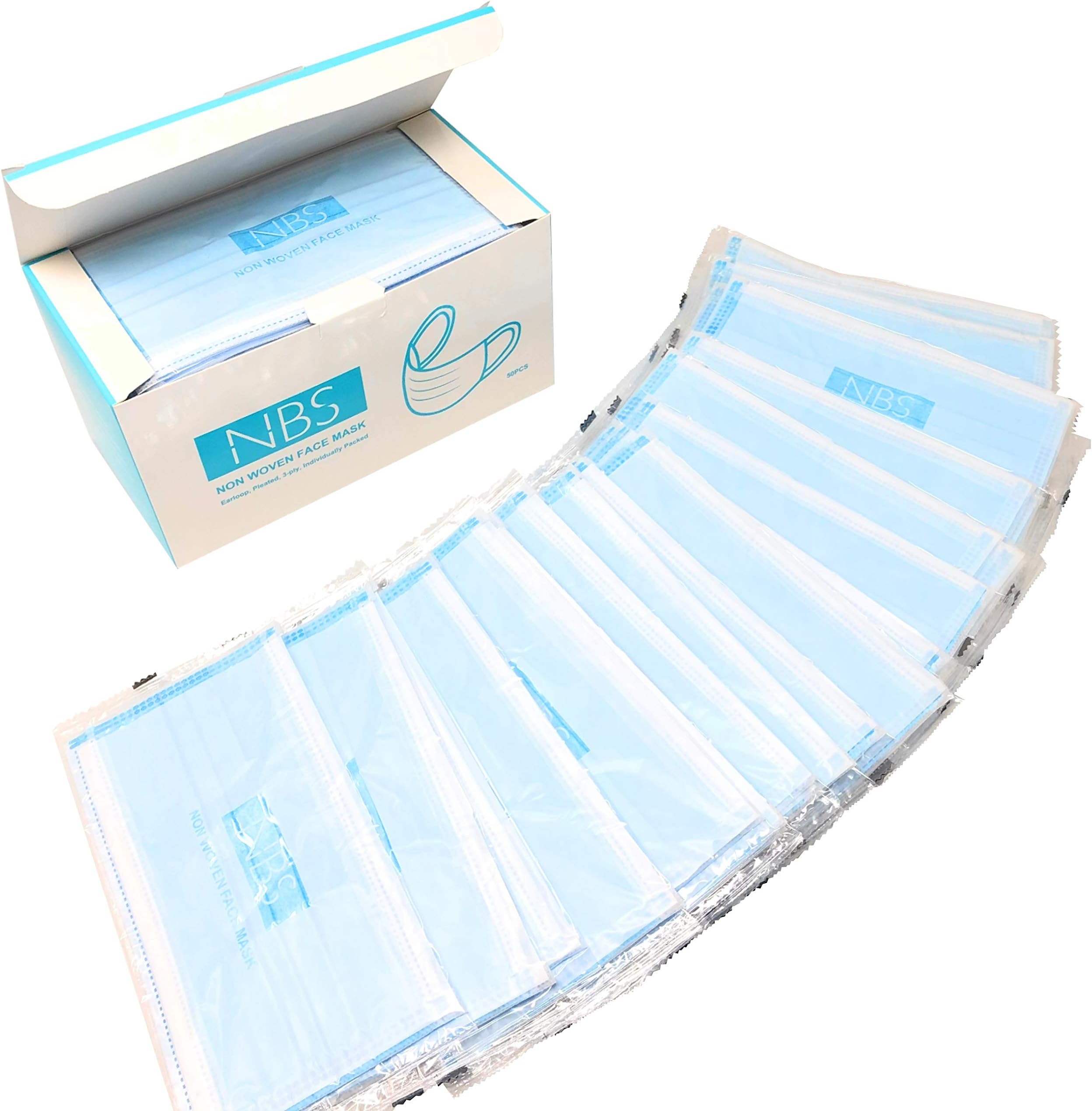 3 Ply Protective Face Mask Fluid Resistant x50 Individually Packed