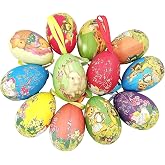 12pcs Vintage Style Paper Mache Foam Egg Hanging Ornaments Easter Decoration