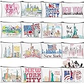 Bulyoou 16 Pcs New York Cosmetic Bag Souvenir Gifts Makeup Bag Travel Vacation Zipper Pouch Purse for Women Birthday Trip Gifts Party Favors
