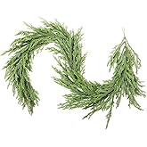 6ft Soft Real Touch Norfolk Pine Garland, Christmas Garland with Lifelike Pine Needles, Artificial Norfolk Garlands for Mantel, Table, Stair Indoor Outdoor Christmas Decor, 1pc