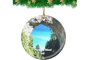 WEEKINO Mackinac Island Arch Rock Michigan USA Christmas Ornament Travel Souvenir Personalized Christmas Tree Pendant Hanging Decoration