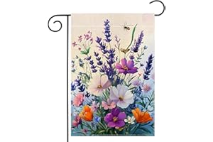 WANPLUML Spring Summer Lavender Garden Flag 12x18 Inch Double Sided Bee Colorful Flower Floral Yard Outdoor Flag House Holiday Outside Decoration Burlap