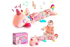 faentwc Baby Unicorn Toys 0-12 Months Infant Musical Stuffed Toy with Teether, Rattle, Sensory Crinkle - Montessori Toys Gift for 0-3-6-12 Month Girls Christmas Basket Stuffers for Newborn Gifts