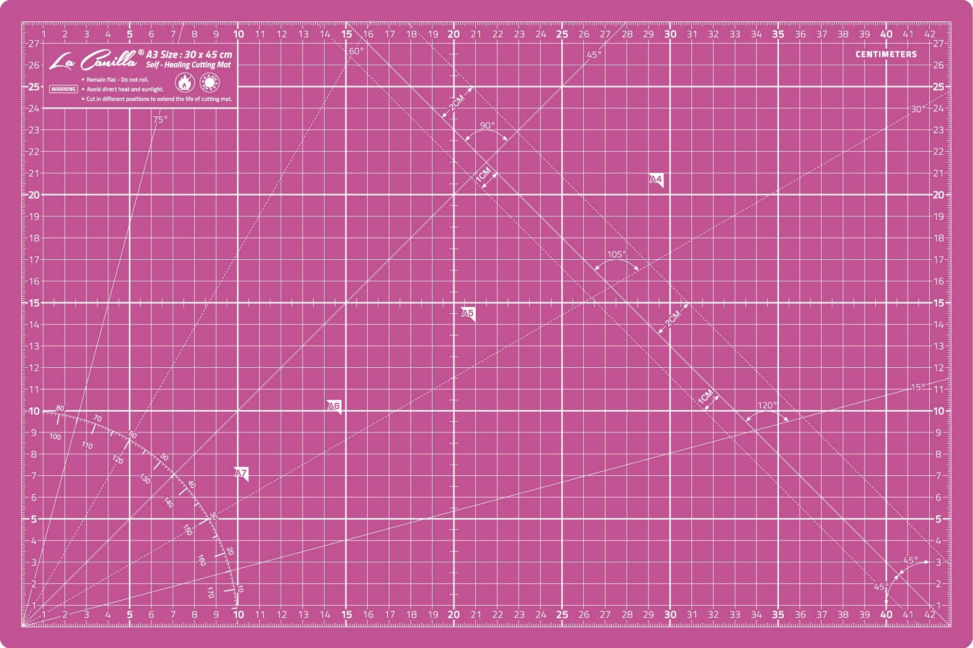 La Canilla ® - Self Healing Cutting Mat A3 (45x30cm - (18x12”) Double Sided Printed (CM & Inches) 5 PVC Layers | For Patchwork & Quilting, Sewing, Fabric, Papercraft, DIY…