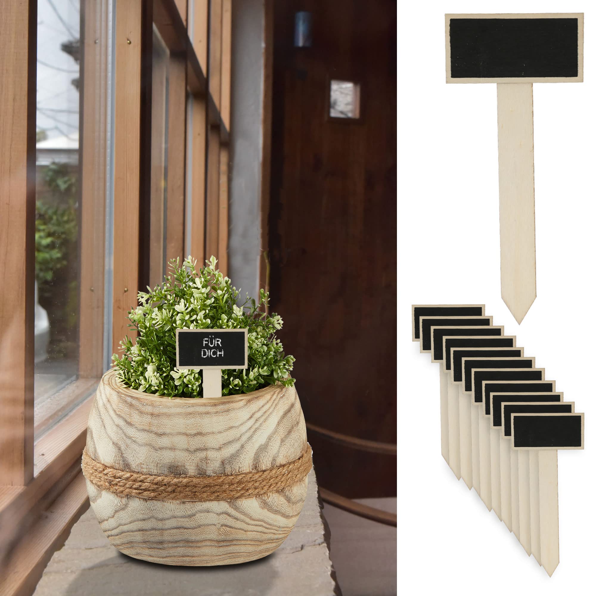 Flower Stakes Set of 12 Plant Signs │ Chalk 9 x 20 cm │ Flower Bed Label Board Flower Bed Herbs Flower Pot (1 x Set of 12 Flower Stakes)