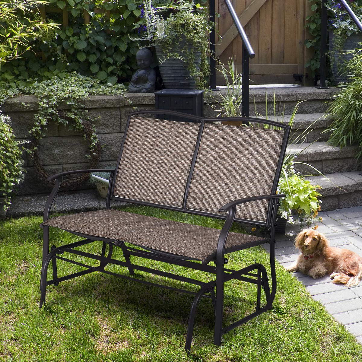 Best Wood Garden Bench Double With Table Glider