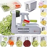 Brieftons 10-Blade Vegetable Spiralizer: Strongest-Heaviest Duty Spiral Slicer, Best Veggie Pasta Spaghetti Maker for Low Car