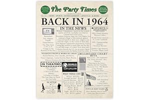 STUFF4 60th Birthday Poster Unframed - Back In 1964 Newspaper - Happy 60th Birthday Gifts for Men Women Vintage Retro Born In 1964, 8x10 Inch Sixty Sixtieth Bday Party Decor Decoration