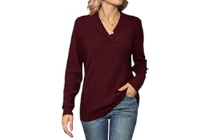 Ivicoer Women Long Sleeve V Neck Pullover Collar Knitted Sweaters