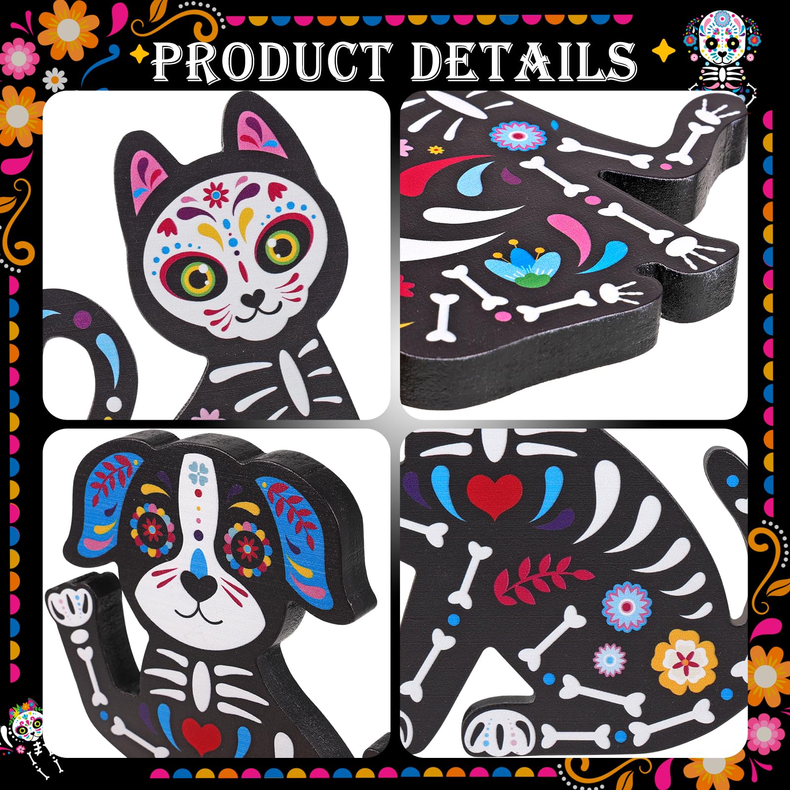 Mua HOWAF Day of The Dead Dog Cat Figurines, Dia De Los Muertos Ofrenda ...
