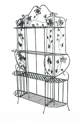 Heather Ann Creations Piper Large Bakers Rack, Blackened Brass