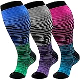 bropite 3 Pairs Plus Size Compression Socks Extra Wide Calf Women&Men 20-30mmHg Support Dancing Cycling Running Climbing