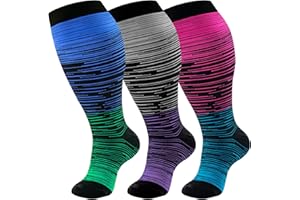 bropite Plus Size Compression Socks Wide Calf for Women & Men 20-30 mmhg-Extra Wide Calf Knee High Support Socks for Medical, Running,Nursing,Athletic
