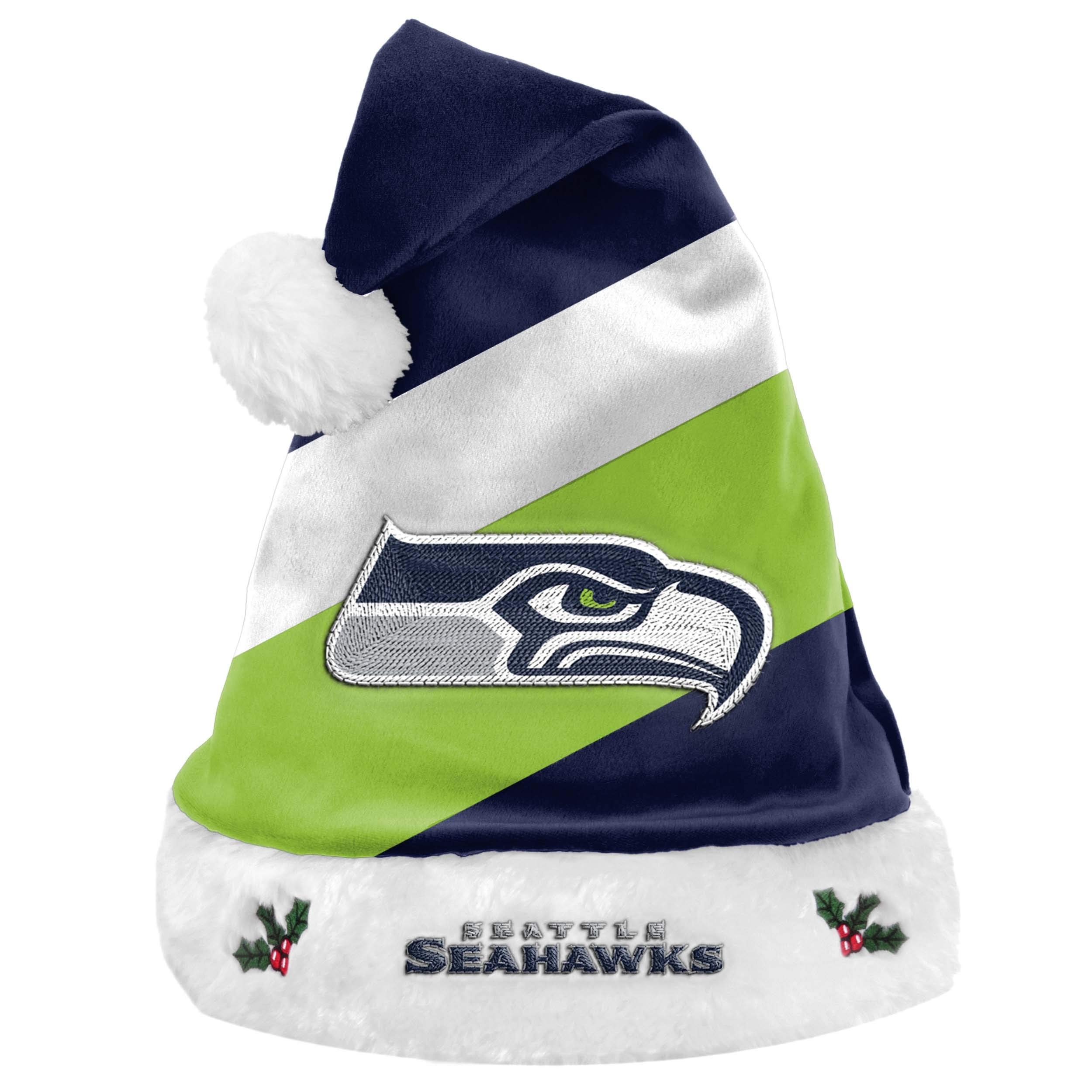 Forever Collectibles FOCO Seattle Seahawks Basic NFL Santa Hat, Green, navy, white, standard size