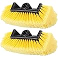 Tanlade 2 Pcs Car Wash Brush Head with Soft Detailing Bristle Flow Thru Car Cleaning Brush Exterior Car Wash Equipment for Auto Truck RV Boat Camper Washing (Yellow,10 Inch)