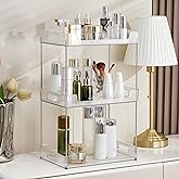 Goderewild 3 Tier Bathroom Counter Organizer, Multi-Purpose Cosmetics Skincare Shelf, Fits A4 Size Makeup Organizer for Office and Vanity Tray, Countertop Storage Solution for Kitchen,Bath.(Clear)
