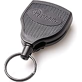 KEY-BAK SUPER48 HD 8oz. Locking Retractable Key Holder, 48" Retractable Cord, Black Polycarbonate Case, Steel Belt Clip, Over