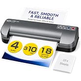 SINCHI 13-Inch Thermal Laminator &amp; Foil Applicator, 3&ndash;10 Mil, 4-Roller, 55s Warm-Up, 18 seconds/page, Auto Shutoff, Commercial-Grade Laminating Machine with 10 Pouches for Office, School, Crafts &amp; DIY