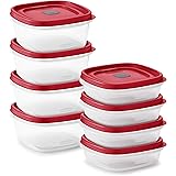 Rubbermaid 16-Piece Food Storage Containers with Lids and Steam Vents, Microwave and Dishwasher Safe, Red