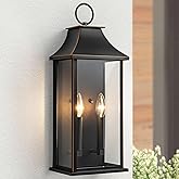 Lawyettle Outdoor Wall Lights, Dusk to Dawn Large Outside Wall Lantern Sconce, Modern Fixture with Brown Trim, Exterior Lamp 