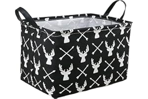 KUNRO Rectangle Toy Bin Waterproof storage organizer for Nursery Hamper Home decor Closet Kids Bedroom Laundry Baby Gift Shelf Baskets(Deer)
