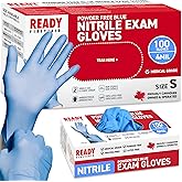 Ready First Aid Nitrile Disposable Gloves, Medical Grade Powder-Free Latex-Free Ambidextrous Examination Gloves Non-Sterile,