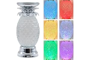 YAKii 9.5" Pineapple LED Color Changing Shine Lamp,Swirling Water Waves Lamp Kid Safe Battery/USB Cable Operated,Table Lamp Candle Holder Table Decoration Silver