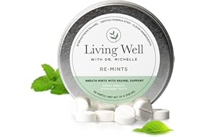 Living Well with Dr. Michelle RE-Mints – Remineralizing Breath Lozange with Hydroxyapatite + Xylitol – Fluoride-Free, Dentist-Developed, Enamel Support, Clean Ingredients – 30 Count