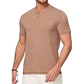 JMIERR Mens Henley Shirts Short Sleeve Casual Basic Button Up Tees Pocket T Shirts for Men