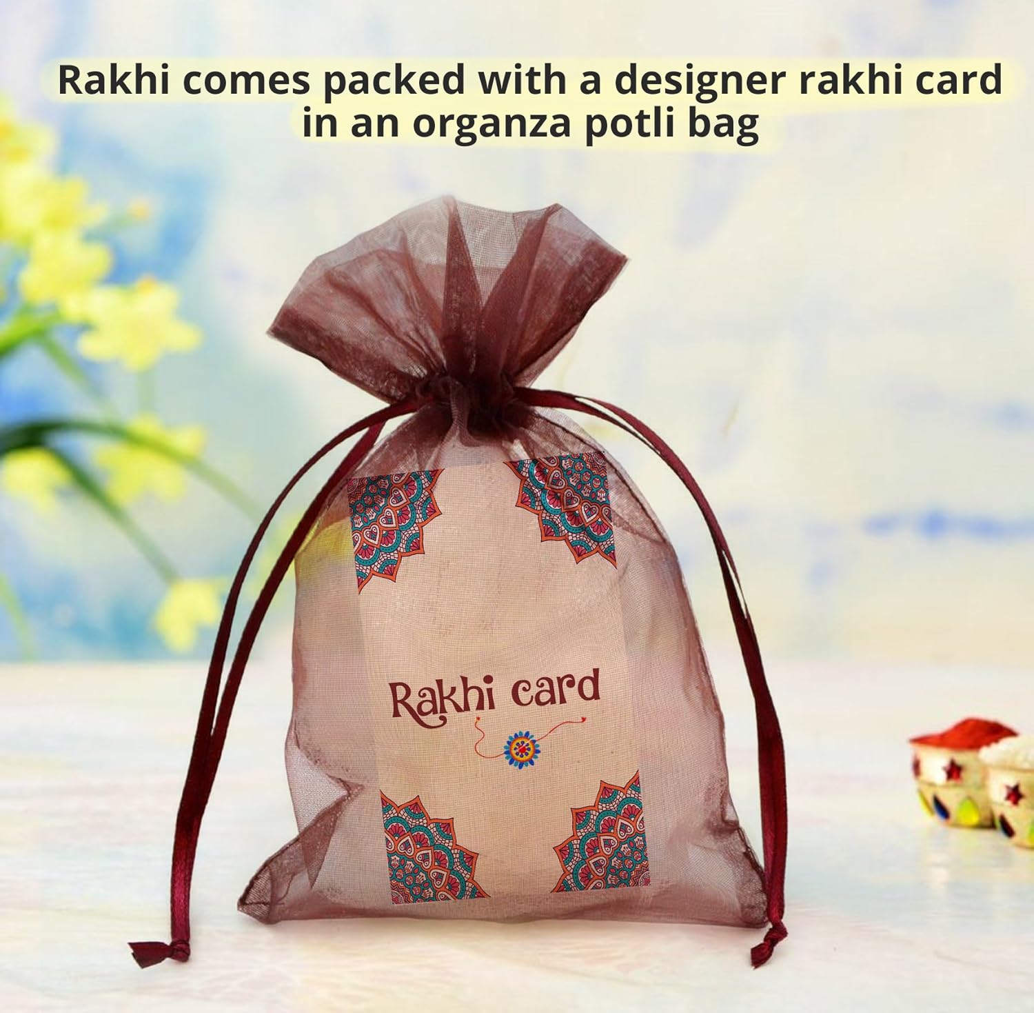 tied ribbons rakhi for brother, rakhis for rakshabandhan(designer rakhi with roli)