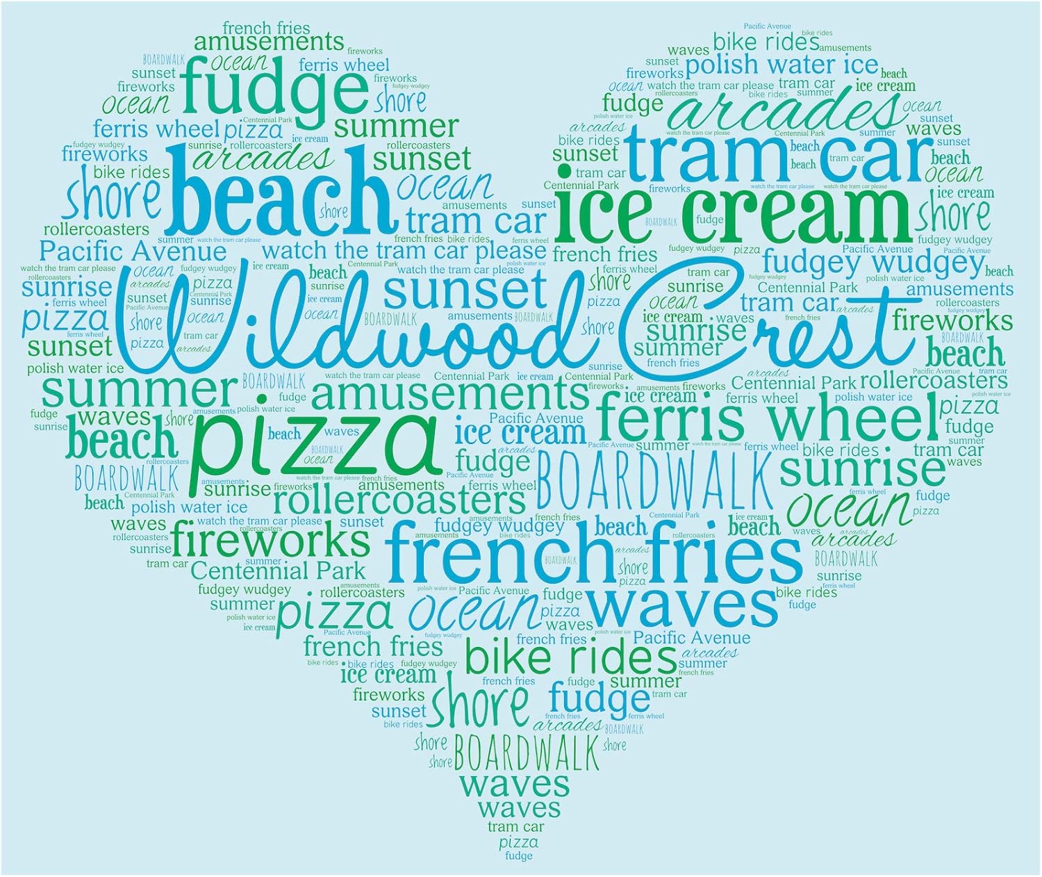 A Day in Wildwood Crest, NJ - Matted 11x14 Art Print