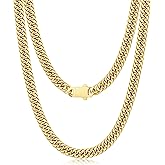 Joymoly 5MM/7MM/9MM Cuban Link Chain for Men Boys with Push-Lock Clasp, Thick 18K Gold Plated Stainless Steel Chains for Men, Cool Mens Necklace Chain 18/20/22/24/26 Inch