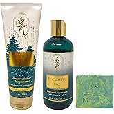 Bath & Body Works Aromatherapy Eucalyptus & Pine Body Cream and Body Wash with a Fresh Forest Bar Soap - Full Size