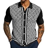 PJ PAUL JONES Men's Polo Shirts 70s Vintage Shirts Contrast Knitted Polo Shirts