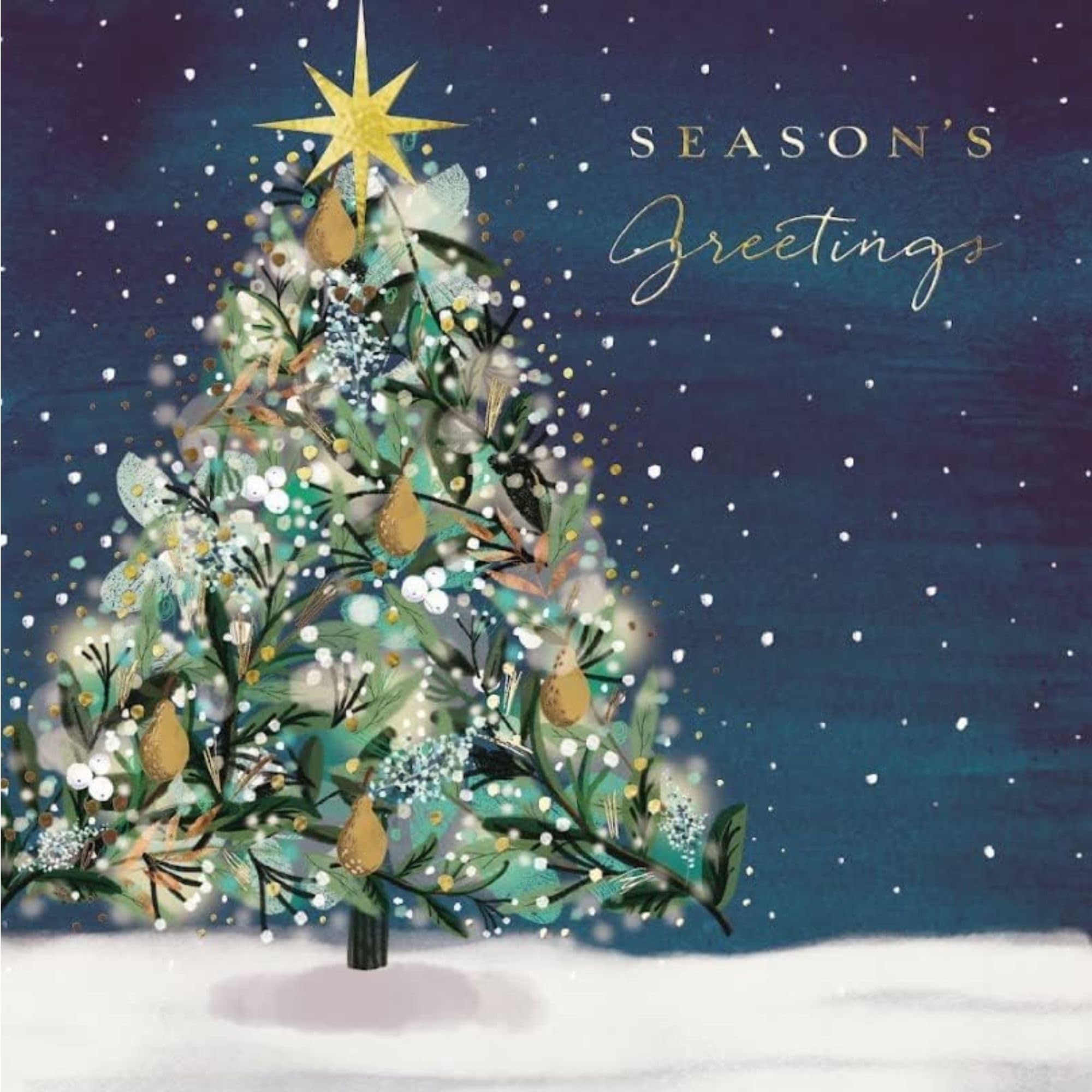 GBCC Charity Christmas Cards Pack of 10 - Festive Tree in the Snow - Foil Finish - Premium Quality Greeting Cards Multipack with Envelopes - Supporting UK Charities
