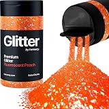 Hemway Fluorescent Peach Orange Glitter Shaker 130g Extra Chunky