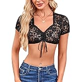 IIBOOYYE Women's Germen Bavarian Traditional Costume Blouse Oktoberfest Dirndl Dress Lace Crop Top