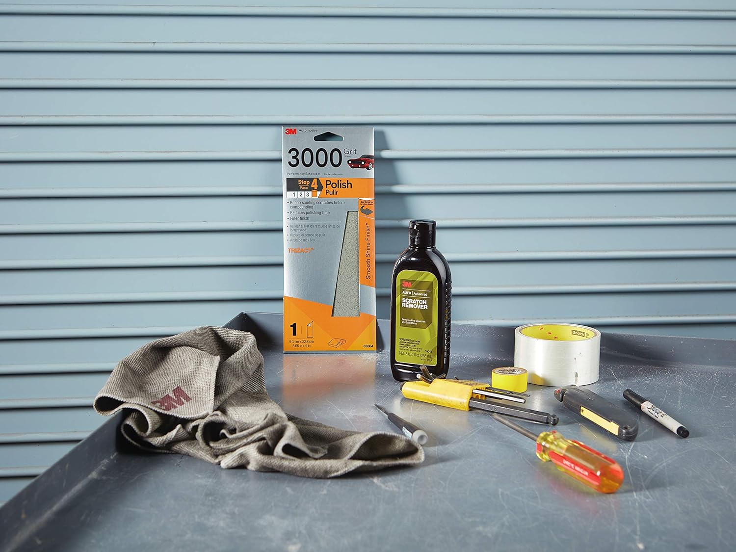 3M Trizact Performance Sandpaper, 03064, 3-2/3 in x 9 in, 3000 grit,5: Garden & Outdoor