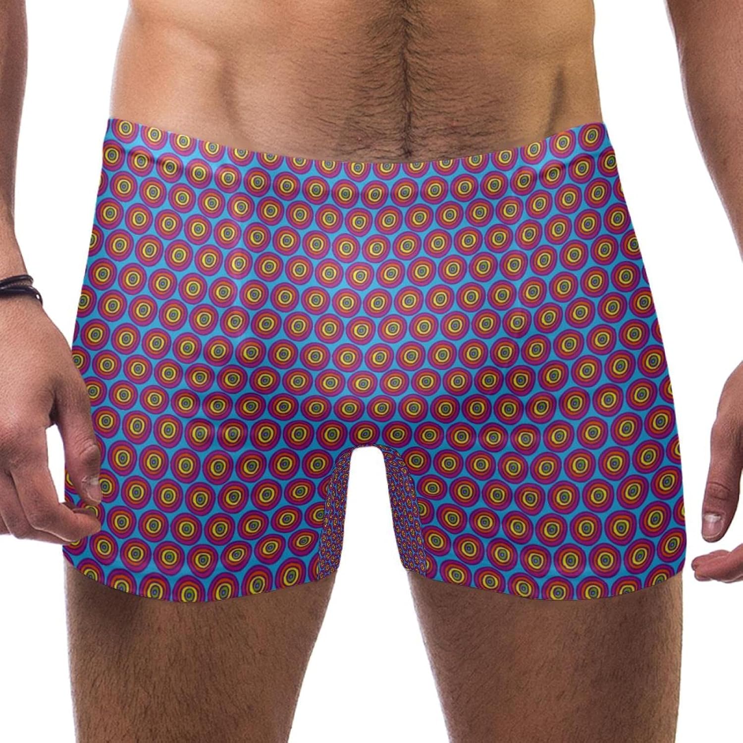 DEYYA Traje de baño con lunares morados para hombre, pantalones cortos