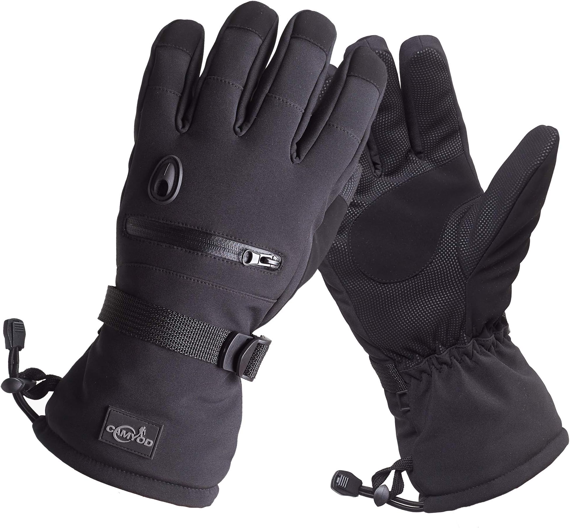 Waterproof Ski Snowboard Gloves with 3M Thinsulate,Zipper Pocket, Air Vent, Cold Weather Gloves for Men