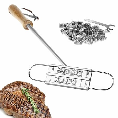 Casa Vivente - BBQ Brandeisen mit wechselbaren Buchstaben – Fleischstempel für den Grill – Grillzubehör – Brenneisen – Gesche